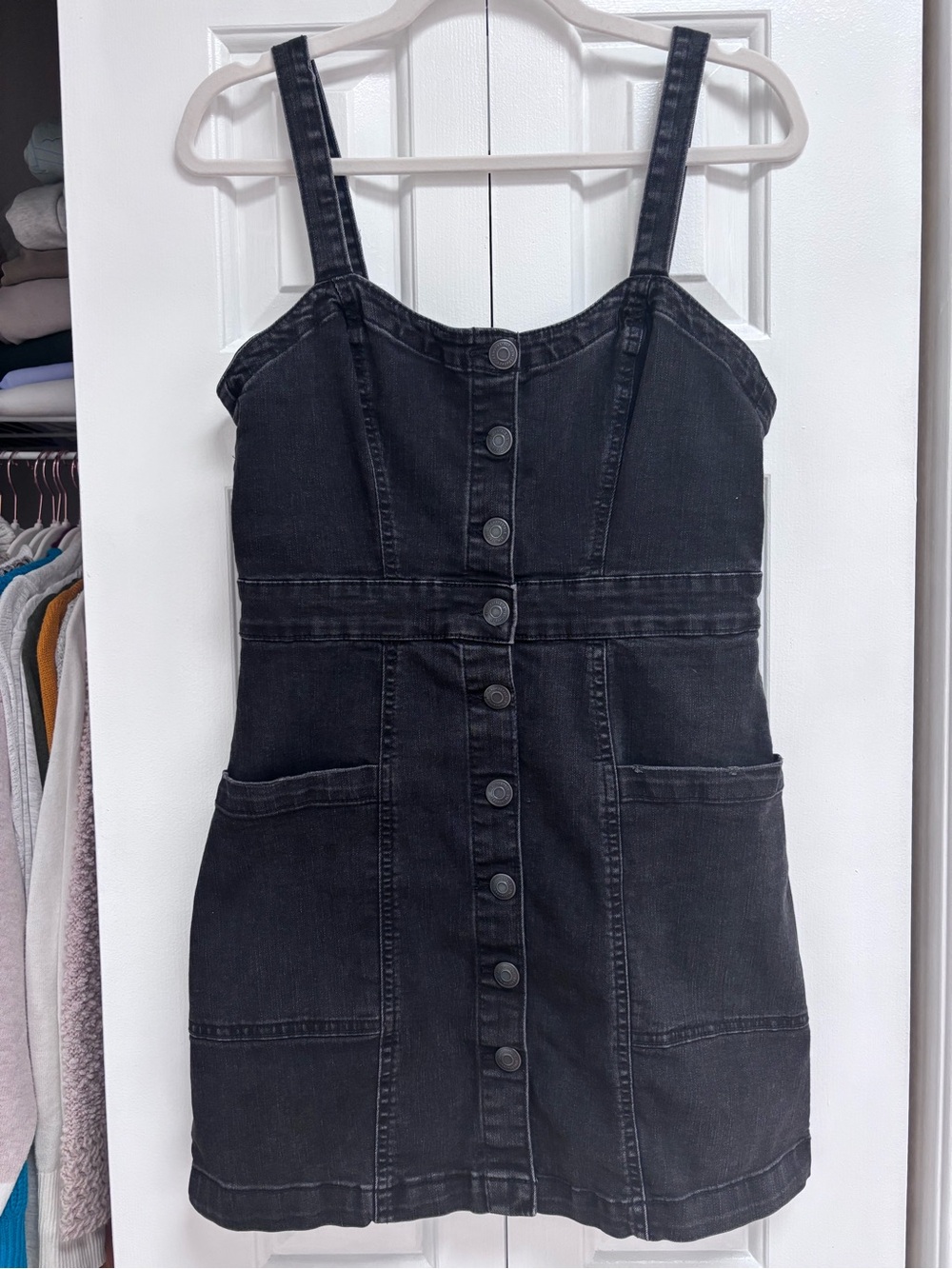 Aeropostale Black Denim Button-Front Mini Dress